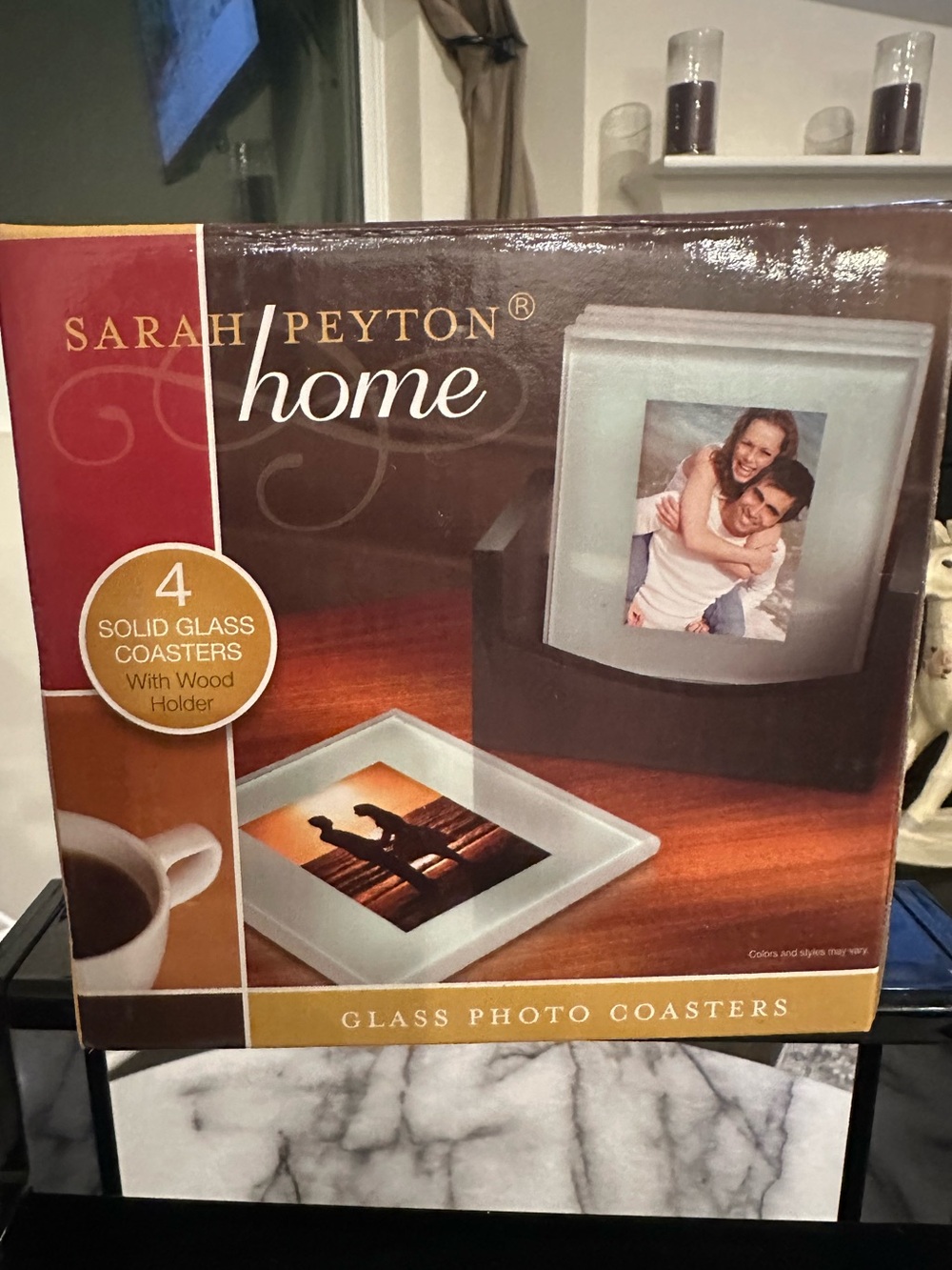 Home Glass Photo Coasters - White Frosted Set